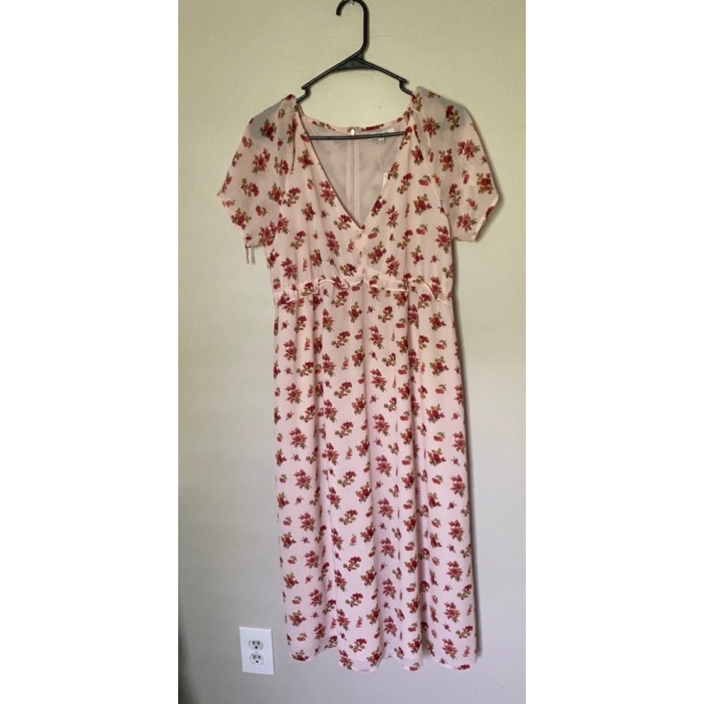 Madewell Tie Sleeve Ruffle Waist Midi Dress - Picture 2 of 6